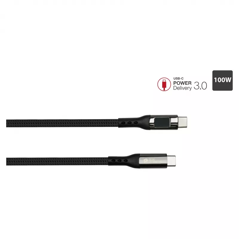 Good Connections USB 2.0 įkrovimo ir duomenų kabelis 100W su skaitmeniniu ekranu USB-C į USB-C 1m juodas