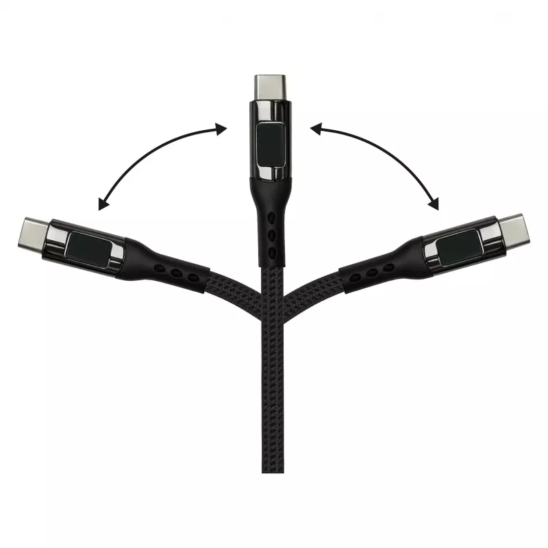 Good Connections USB 2.0 įkrovimo ir duomenų kabelis 100W su skaitmeniniu ekranu USB-C į USB-C 1m juodas