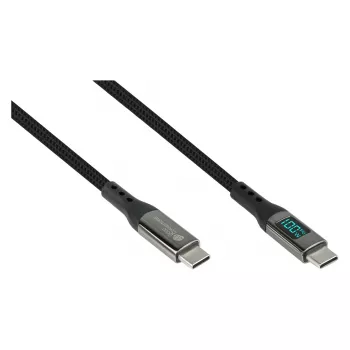 Good Connections USB 2.0 įkrovimo ir duomenų kabelis 100W su skaitmeniniu ekranu USB-C į USB-C 1m juodas
