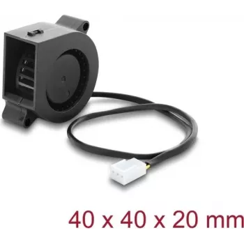 Delock Radialinis pūtimo ventiliatorius 12 V DC 40 x 40 x 20 mm su 3 kontaktų jungtimi, juodas (67489)