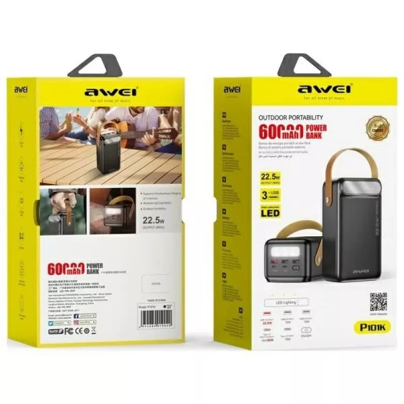 AWEI PowerBank P101K 60000mAh 22.5W Juoda