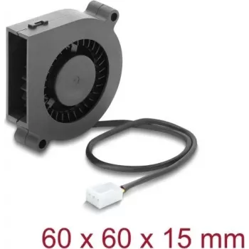 Delock Radialinis ventiliatorius / Pūtimo ventiliatorius 12 V DC 60 x 60 x 15 mm su 3 kontaktų jungtimi, juodas (67491)
