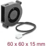 Delock Radialinis ventiliatorius / Pūtimo ventiliatorius 12 V DC 60 x 60 x 15 mm su 3 kontaktų jungtimi, juodas (67491)