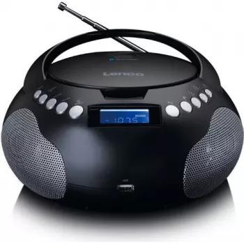 Lenco SCD-331BK Nešiojamas CD radijas su Bluetooth, USB, FM radiju, LCD ekranu, juodas