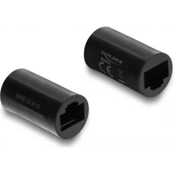 Delock RJ45 moteriškas į moterišką jungtuvas Cat.6 cilindro formos juodas (90836)