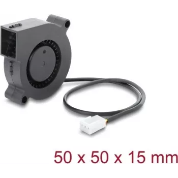 Delock Radial Fan / Blower Fan 12 V DC 50 x 50 x 15 mm su 3 kontaktų ventiliatoriaus jungtimi, juoda (67490)