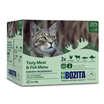 BOZITA Tasty Meat & Fish Menu in Jelly - Šlapias kačių maistas - 12 x 85g