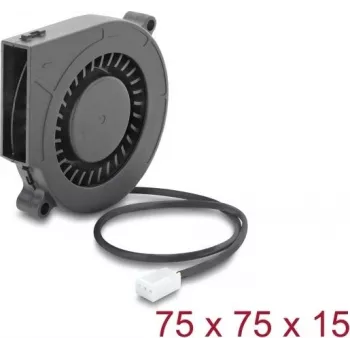 Delock Radialinis ventiliatorius / pūstuvas 12 V DC 75 x 75 x 15 mm su 3 kontaktų jungtimi, juodas (67493)
