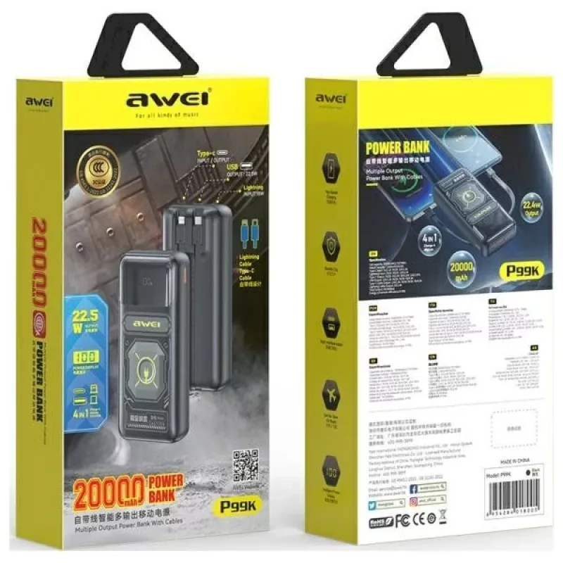 AWEI PowerBank P99K 20000mAh 22.5W Juoda