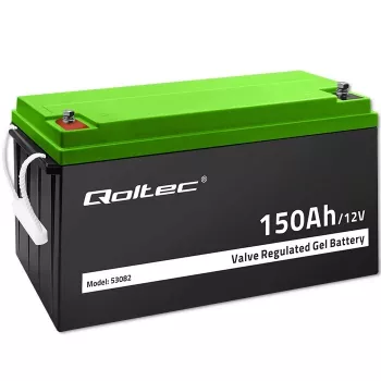 Qoltec 12V 150Ah Gel baterija (GEL) - VRLA, nereikalaujanti priežiūros, 41,8 kg