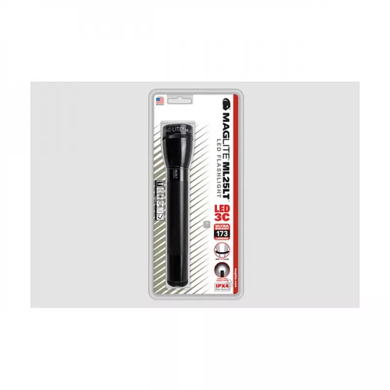 Maglite ML25LT 3 C-Cell LED žibintuvėlis, juodas, 177 liumenų