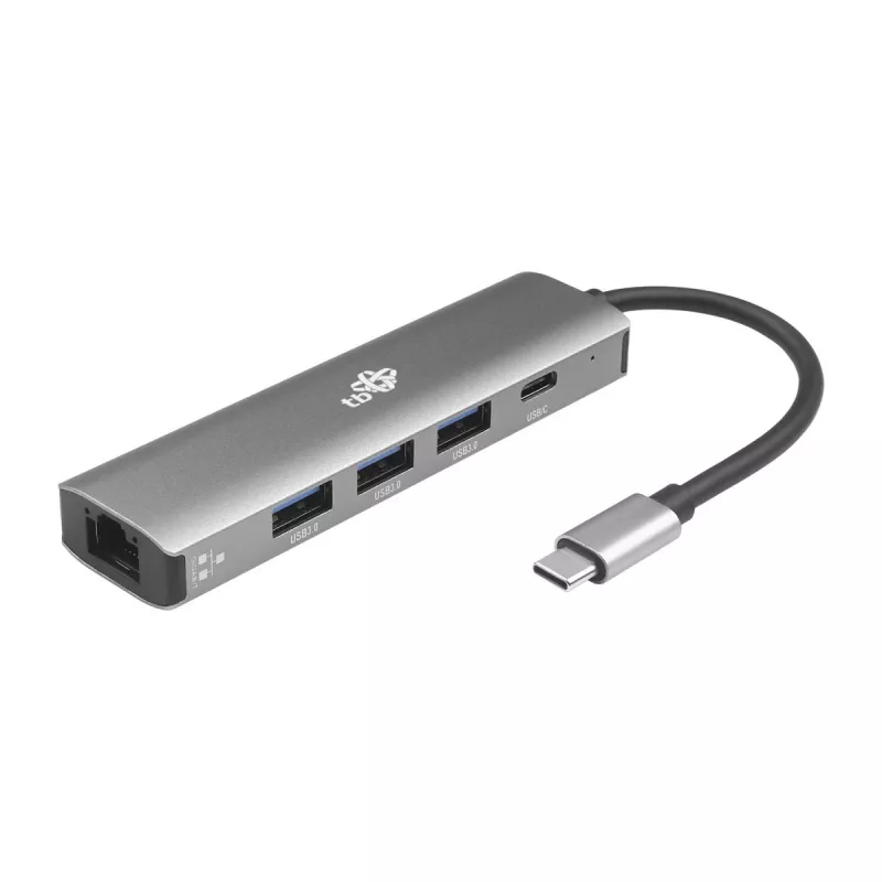 TB USB-C į RJ45 Gigabit Ethernet adapteris su 3x USB-A 3.0 ir USB-C PD 100W, kosminė pilka