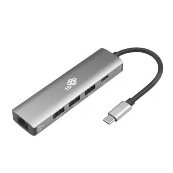 TB USB-C į RJ45 Gigabit Ethernet adapteris su 3x USB-A 3.0 ir USB-C PD 100W, kosminė pilka