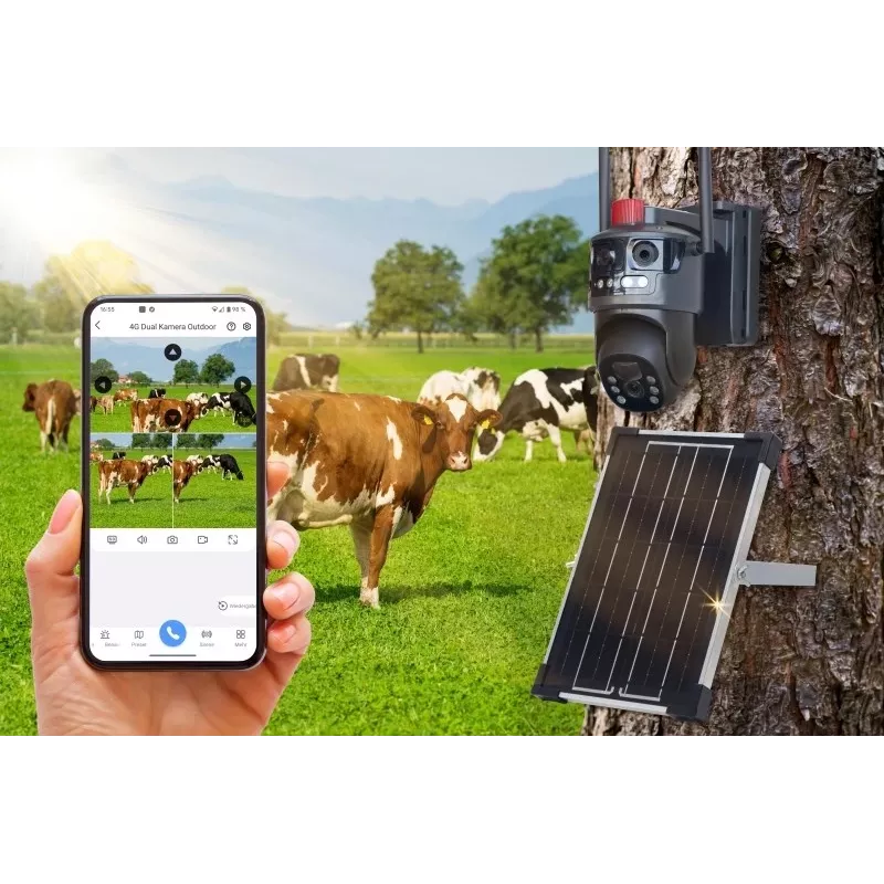 Technaxx TX-329 Dviguba 4G LTE lauko apsaugos kamera 3MP+3MP su saulės baterija