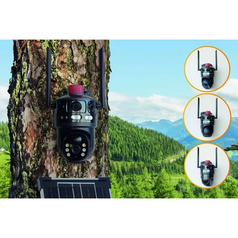 Technaxx TX-329 Dviguba 4G LTE lauko apsaugos kamera 3MP+3MP su saulės baterija
