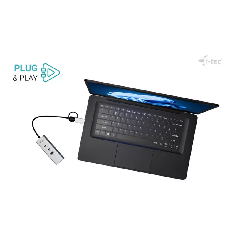 I-TEC USB-C/USB-A Metal Hub 3 - 2x USB-C 3.2 Gen 1, 1x USB-A 3.2 Gen 1, 2.5G LAN, Space Gray
