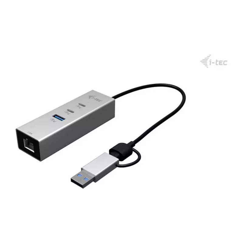 I-TEC USB-C/USB-A Metal Hub 3 - 2x USB-C 3.2 Gen 1, 1x USB-A 3.2 Gen 1, 2.5G LAN, Space Gray