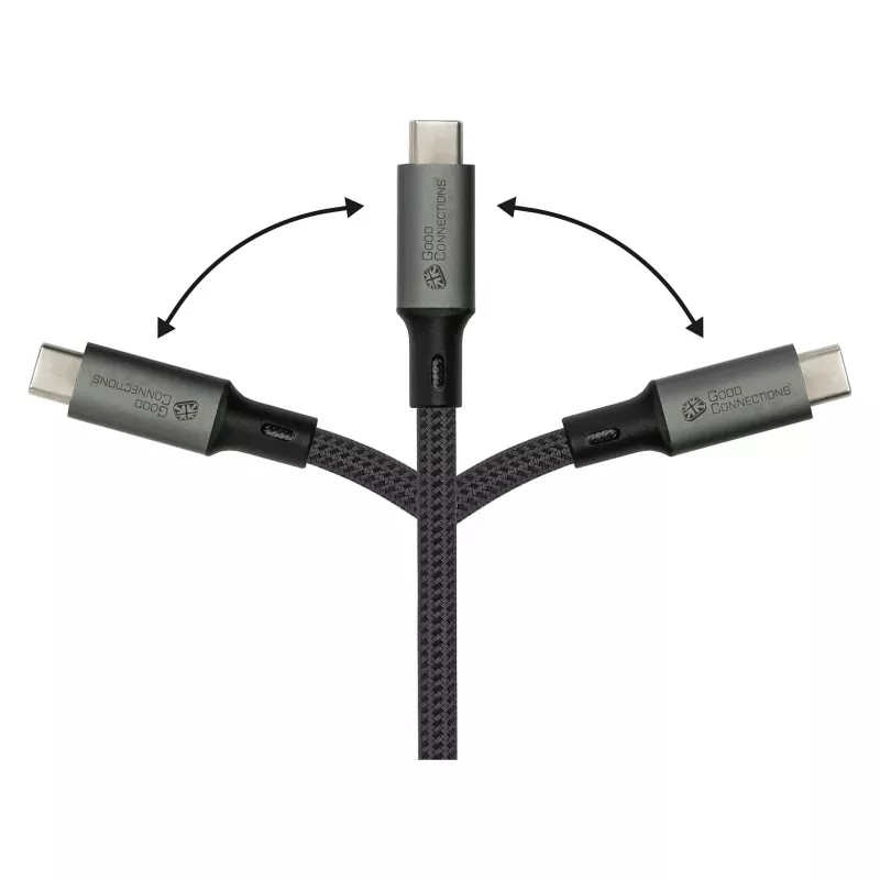 GoodConnections USB-C 4.0 (ST-ST) 1m Pintas Kabelis 100W 8K 30Hz Antracitas