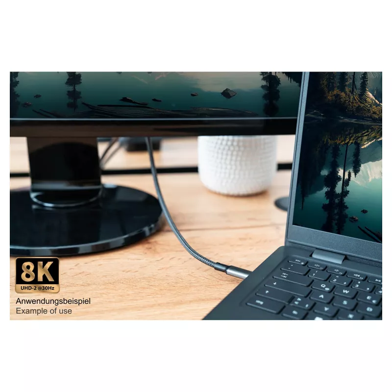 GoodConnections USB-C 4.0 (ST-ST) 1m Pintas Kabelis 100W 8K 30Hz Antracitas