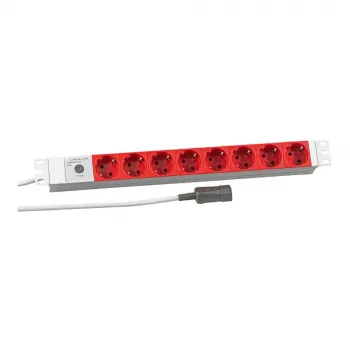 EFB Elektronik Koop PROFIversal Maitinimo Juosta (Montuojama į Stovą) - 8 x Schuko Lizdai, IEC C14 Įvadas, 250 V, 10 A, 2500 W, 1U, Juoda