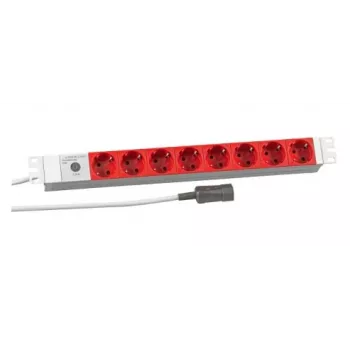 EFB Elektronik Koop PROFIversal Maitinimo Juosta (Montuojama į Stovą) - 8 x Schuko Lizdai, IEC C14 Įvadas, 250 V, 10 A, 2500 W, 1U, Juoda