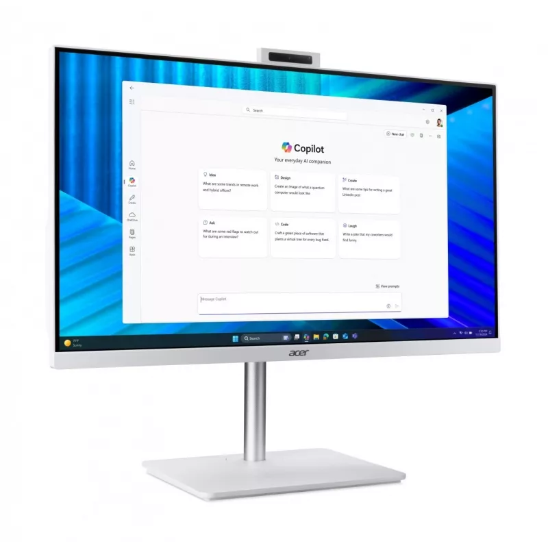 Acer Veriton 2000 VZ2417G All-in-One PC, 27 colių IPS FHD, Intel Core 5 120U, 16GB DDR5, 512GB M.2 SSD, Windows 11 Pro, Balta