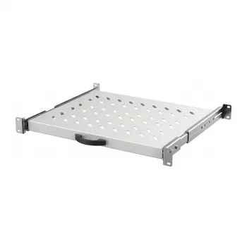 EFB-Elektronik 19 colių 1U ištraukiama lentyna, reguliuojamas gylis 550-630 mm, apkrova 30 kg, lentynos gylis 800 mm, RAL 7035 šviesiai pilka