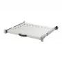 EFB-Elektronik 19 colių 1U ištraukiama lentyna, reguliuojamas gylis 550-630 mm, apkrova 30 kg, lentynos gylis 800 mm, RAL 7035 šviesiai pilka