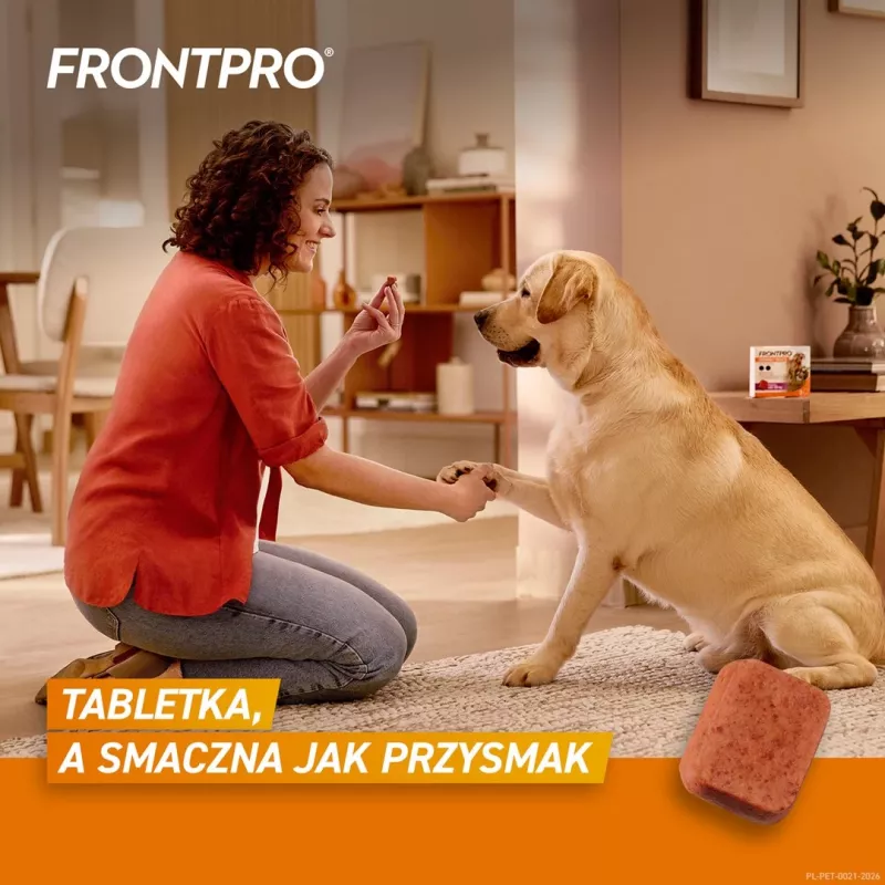 FRONTPRO Tabletės nuo blusų ir erkių šunims (25-50 kg) - 3x 136 mg Afoksolanerio kramtomosios tabletės