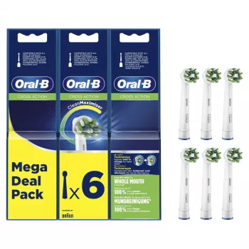 Oral-B Pro CrossAction Refill 6 Pack White Electric Toothbrush Heads