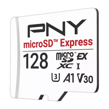 PNY 128GB microSDXC Express Card UHS-I U3 V30 A1 su SD adapteriu