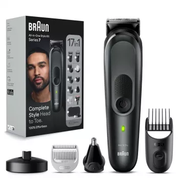 Braun MGK7491 17-in-1 Universalus stiliaus rinkinys, juodas/sidabrinis, belaidis, ličio jonų, 100 min veikimo laikas