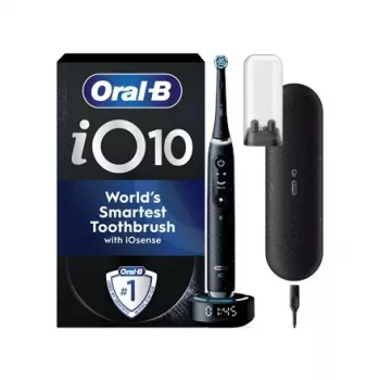 Braun Oral-B iO Series 10 Electric Toothbrush Cosmic Black su iO Sense Smart Charger ir Power2Go Travel Case