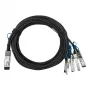 BlueOptics Intel XXV4DACBL3M suderinamas BlueLAN pasyvus 100GBASE-CR4 QSFP28 į 4x25GBASE-CR SFP28 tiesioginio prijungimo atšakos kabelis, 3m, AWG26