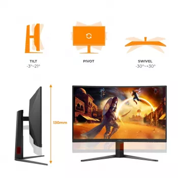 AOC C32G4Z 31.5 inch išlenktas žaidimų monitorius, Full HD, 240Hz, 1ms, VA, FreeSync Premium, juodas/raudonas