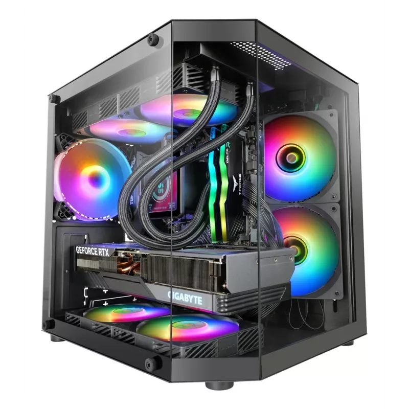 TACENS Mars Gaming MC-3TLITE Mini Tower Black Tempered Glass FRGB Case
