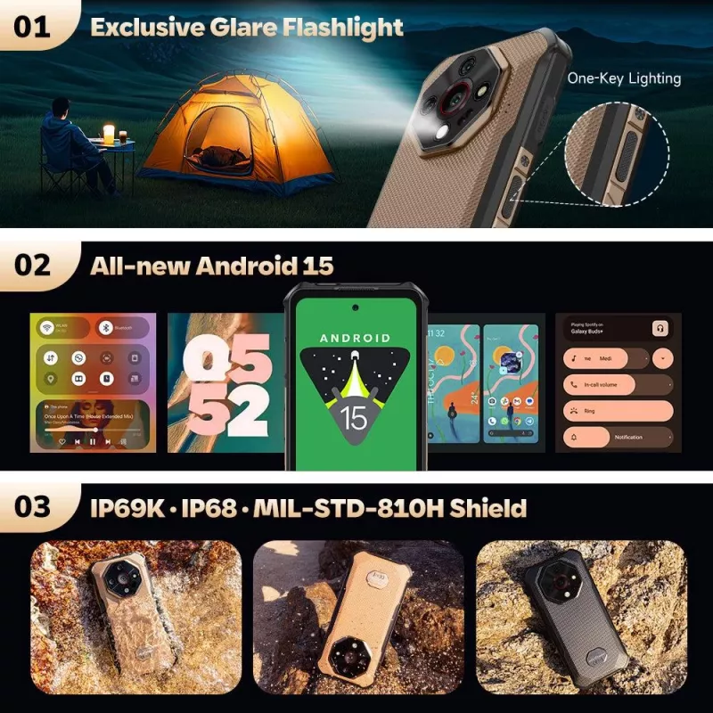 ULEFONE Armor X16 6GB/128GB Wasteland Shadow neardūžtantis išmanusis telefonas