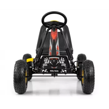 MILLY MALLY Pedalinis Go-Kart Thor Black, Plieninis rėmas, EVA putplasčio ratai, Rankinis stabdis, Pirmyn/Atgal, Vaikams nuo 3 iki 8 metų, Maks. apkrova 30 kg
