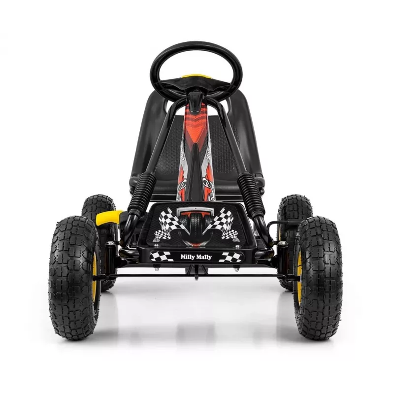 MILLY MALLY Pedalinis Go-Kart Thor Black, Plieninis rėmas, EVA putplasčio ratai, Rankinis stabdis, Pirmyn/Atgal, Vaikams nuo 3 iki 8 metų, Maks. apkrova 30 kg