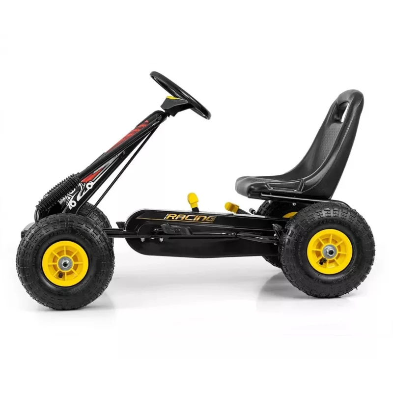 MILLY MALLY Pedalinis Go-Kart Thor Black, Plieninis rėmas, EVA putplasčio ratai, Rankinis stabdis, Pirmyn/Atgal, Vaikams nuo 3 iki 8 metų, Maks. apkrova 30 kg