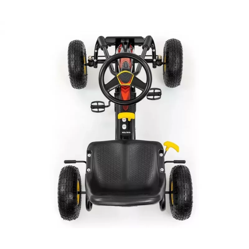MILLY MALLY Pedalinis Go-Kart Thor Black, Plieninis rėmas, EVA putplasčio ratai, Rankinis stabdis, Pirmyn/Atgal, Vaikams nuo 3 iki 8 metų, Maks. apkrova 30 kg