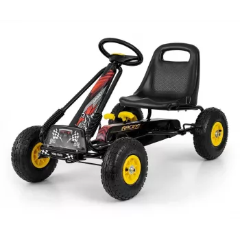 MILLY MALLY Pedalinis Go-Kart Thor Black, Plieninis rėmas, EVA putplasčio ratai, Rankinis stabdis, Pirmyn/Atgal, Vaikams nuo 3 iki 8 metų, Maks. apkrova 30 kg
