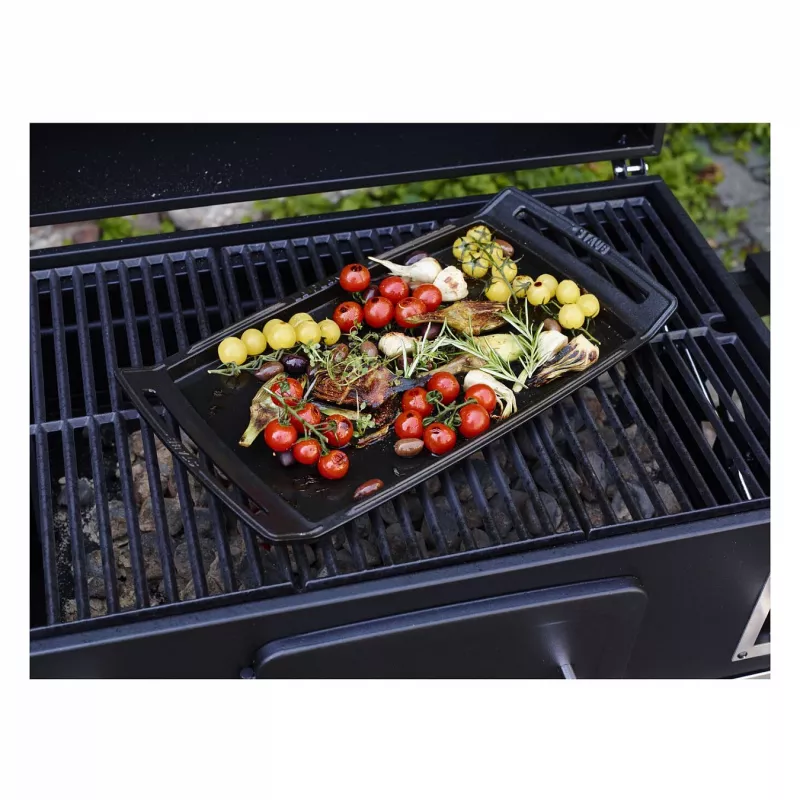 Staub Stačiakampis ketaus kepimo indas su dangčiu, juodas, tinkamas indukcijai, 38 cm