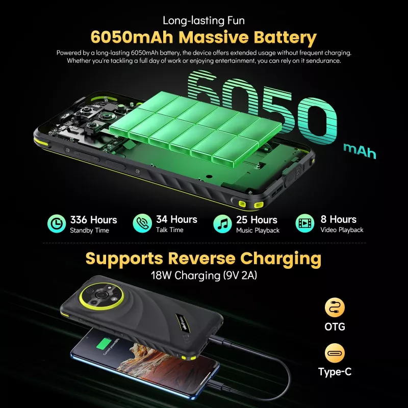 ULEFONE Armor X31 Pro 4G neardūžtantis išmanusis telefonas, 5,45 inch HD+, 8 GB RAM, 256 GB atminties, 5200 mAh, IP68/IP69K, oranžinis