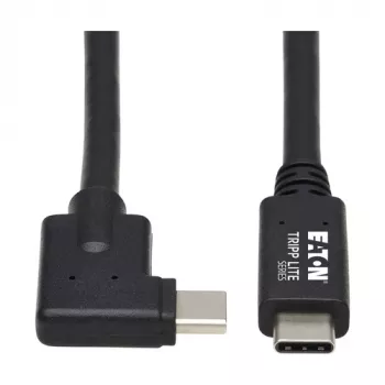 Eaton Tripp Lite Series USB-C laidas (M/M) - USB 3.2 Gen 2, Thunderbolt 3, 100W PD įkrovimas, stačiu kampu, juodas, 1 m (3,3 pėdos)