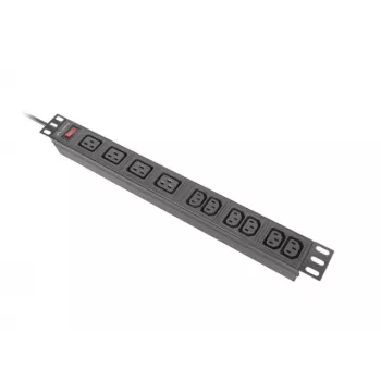 LANBERG Rack PDU 19 inch 1U 16A 2m 4x C19 6x C13 C20 Black