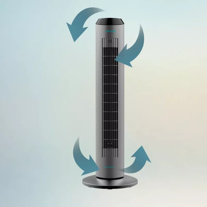 Cecotec EnergySilence 8190 Skyline Ionic bokštinis ventiliatorius, stovimas ventiliatorius, 60 W, 29 cm, 3 greičiai, svyravimas, laikmatis, nuotolinio valdymo pultas, pilka
