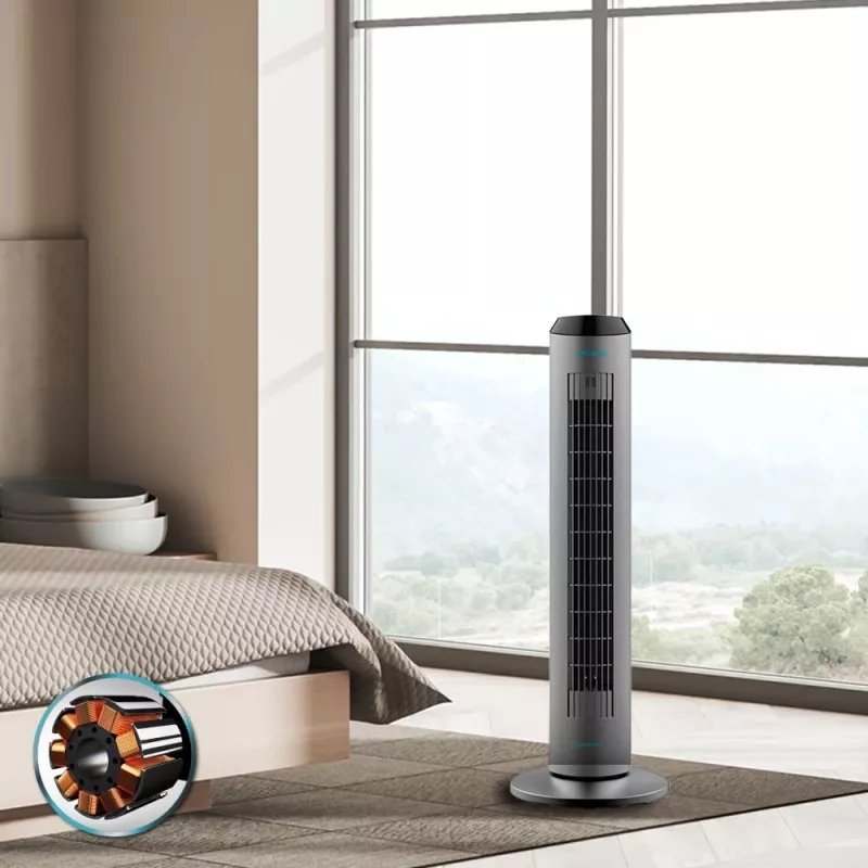 Cecotec EnergySilence 8190 Skyline Ionic bokštinis ventiliatorius, stovimas ventiliatorius, 60 W, 29 cm, 3 greičiai, svyravimas, laikmatis, nuotolinio valdymo pultas, pilka