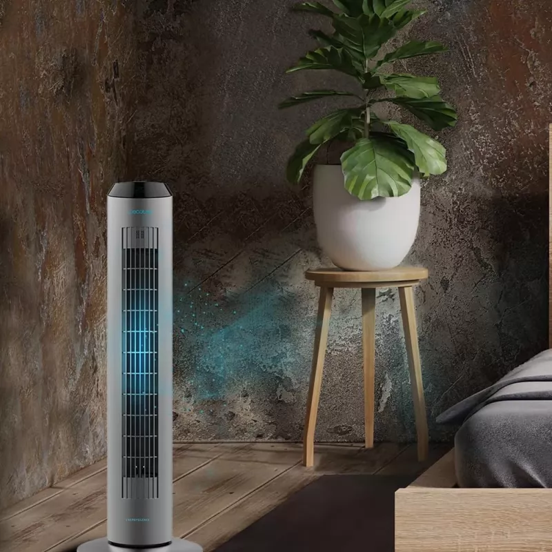 Cecotec EnergySilence 8190 Skyline Ionic bokštinis ventiliatorius, stovimas ventiliatorius, 60 W, 29 cm, 3 greičiai, svyravimas, laikmatis, nuotolinio valdymo pultas, pilka