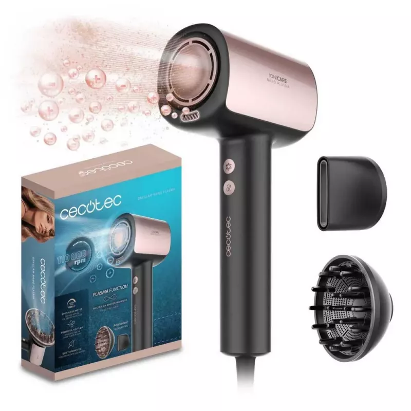 Cecotec DryGlam Nano Plasma Hair Dryer 1600 W Black/Rose Gold